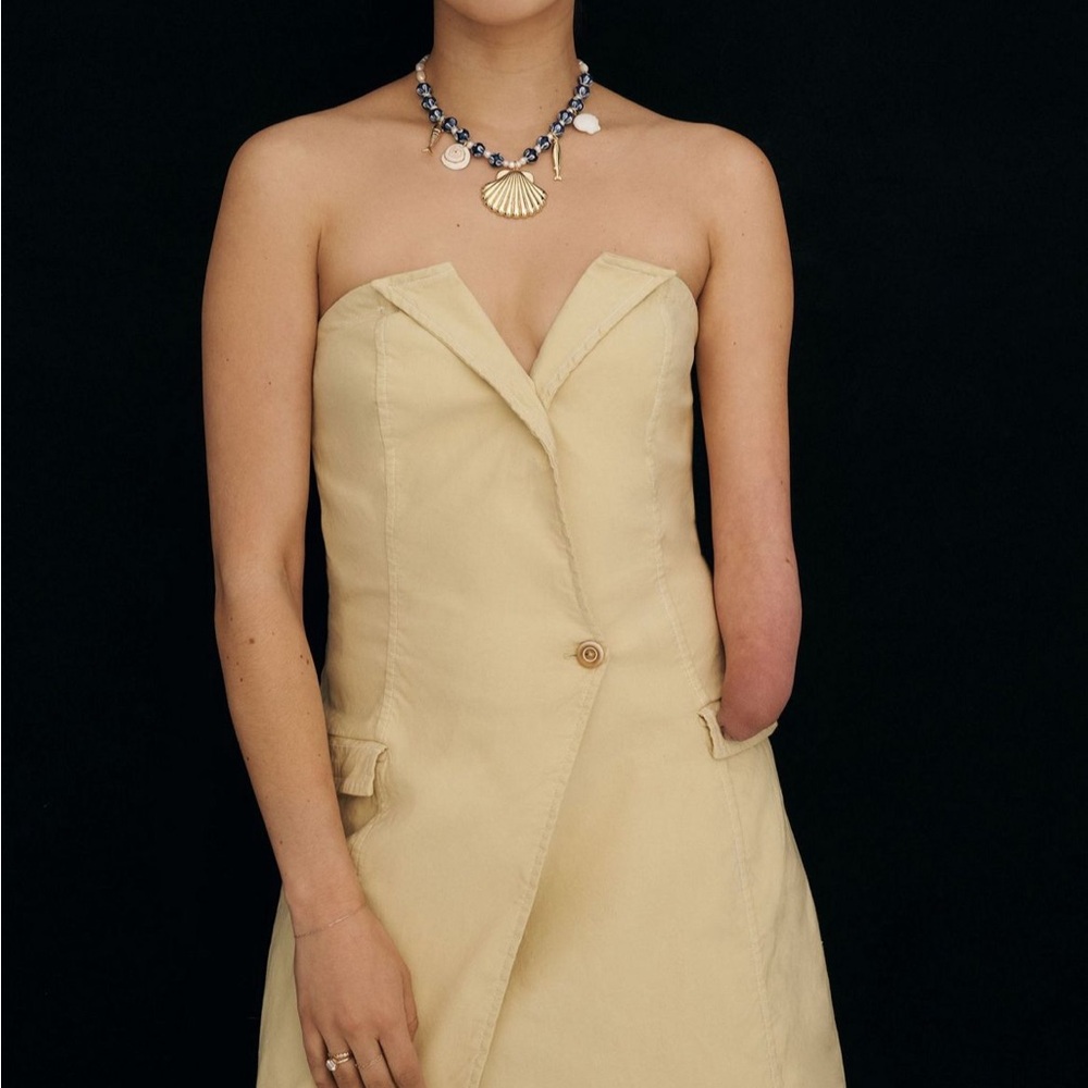 Maeve Cream Strapless Sheath Dress